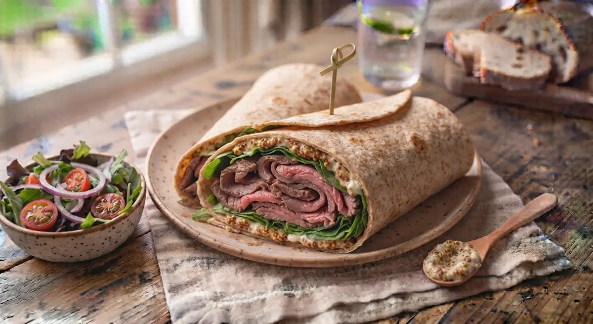 Roast Beef Wrap with Greens & Mustard